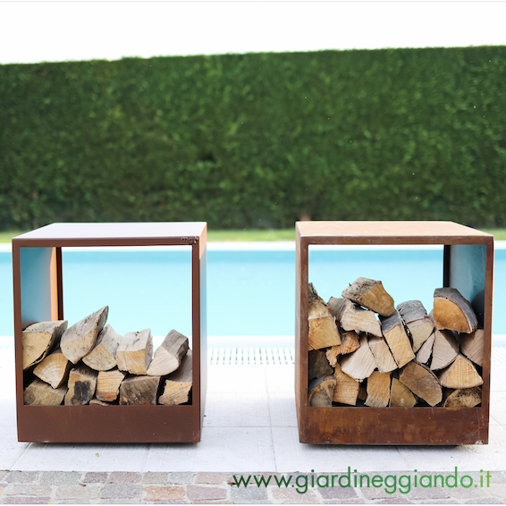 portalegna versione corten e verniciata effetto corten
